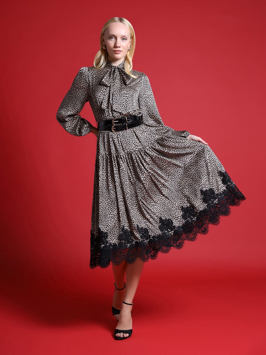 Women's Leopard Silk Casual Dress - Demented Sisters