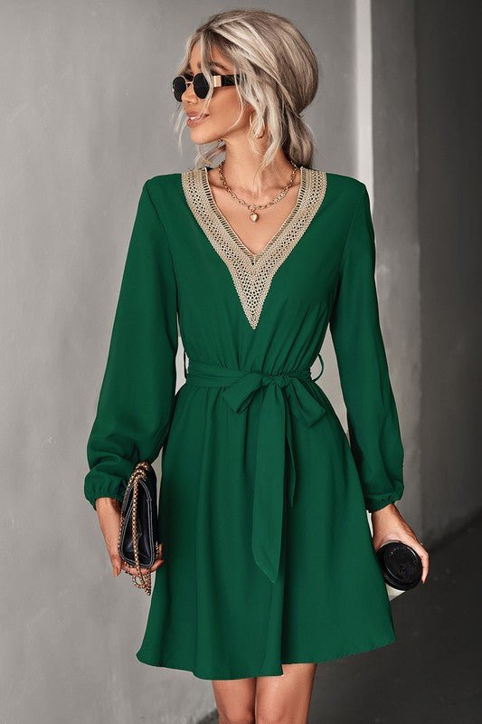 Women's Long Sleeve V Neck Mid Dress - Demented Sisters