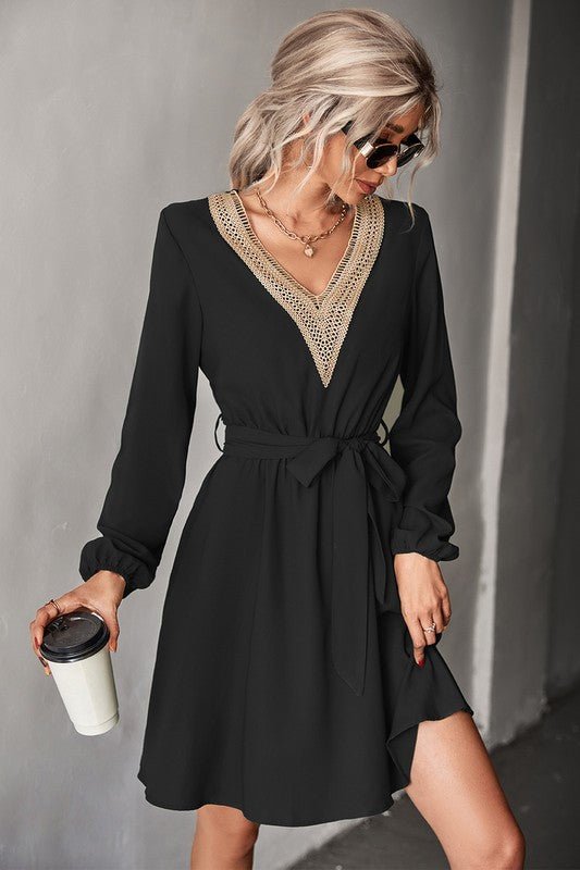 Women's Long Sleeve V Neck Mid Dress - Demented Sisters