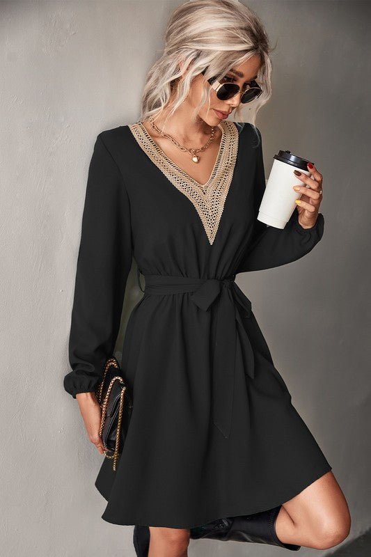 Women's Long Sleeve V Neck Mid Dress - Demented Sisters