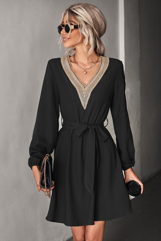 Women's Long Sleeve V Neck Mid Dress - Demented Sisters