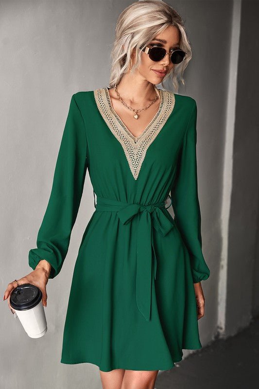 Women's Long Sleeve V Neck Mid Dress - Demented Sisters