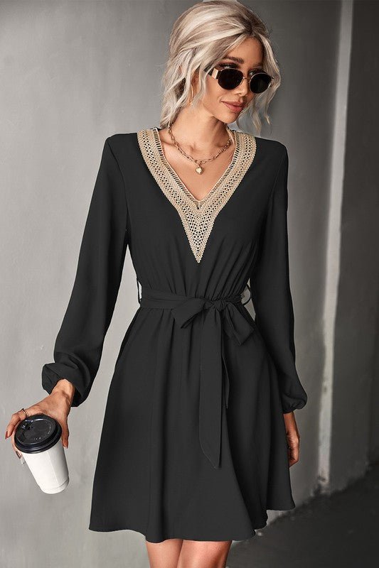 Women's Long Sleeve V Neck Mid Dress - Demented Sisters
