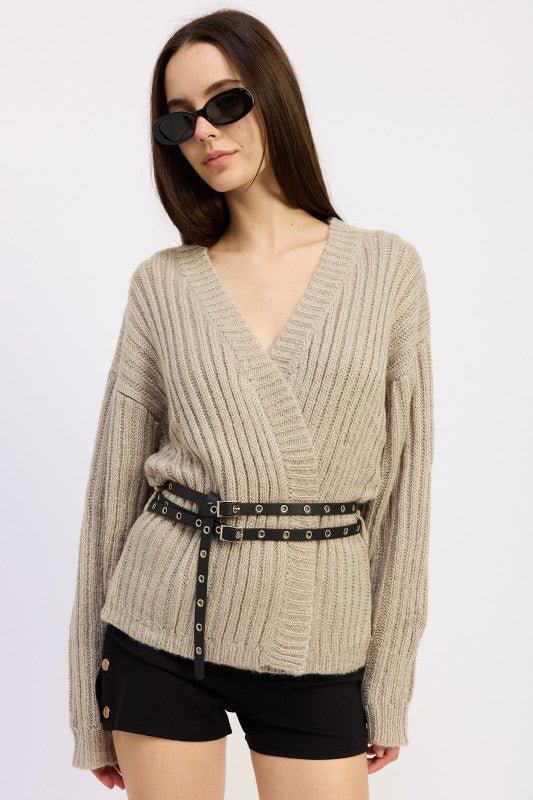 WRAPPED CARDIGAN WITH BELT - Demented Sisters