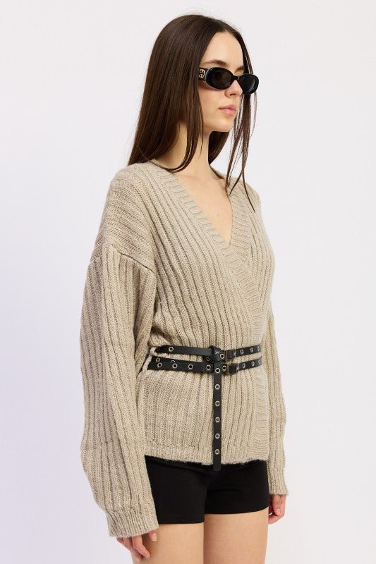 WRAPPED CARDIGAN WITH BELT - Demented Sisters