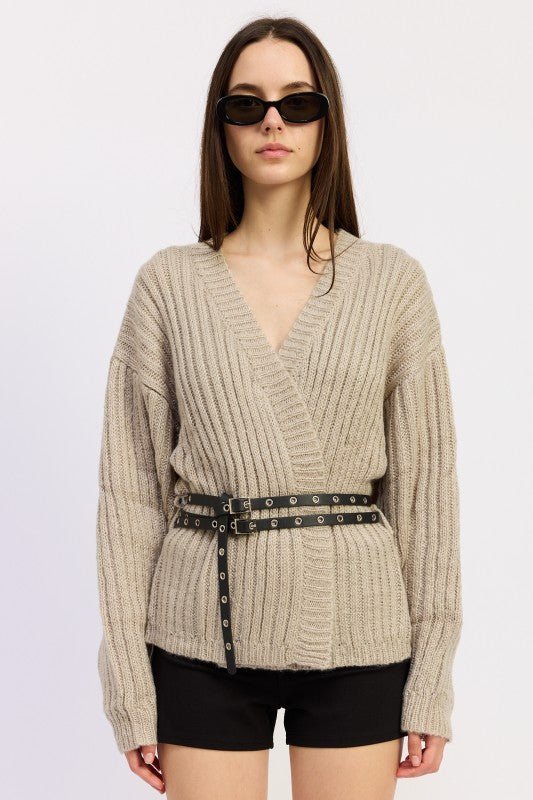 WRAPPED CARDIGAN WITH BELT - Demented Sisters