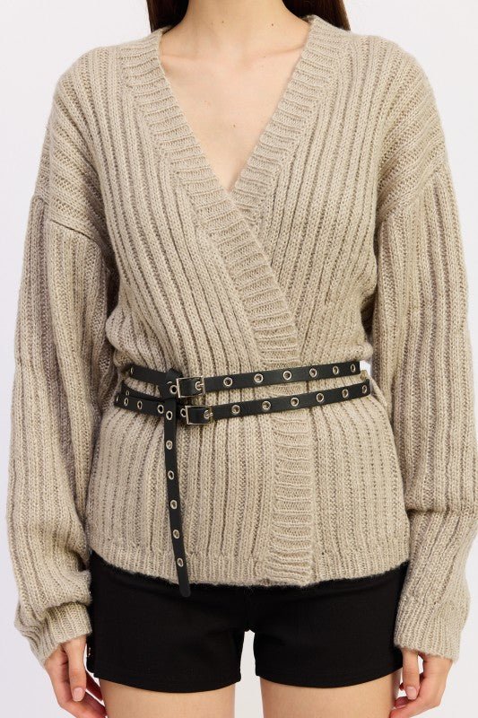 WRAPPED CARDIGAN WITH BELT - Demented Sisters