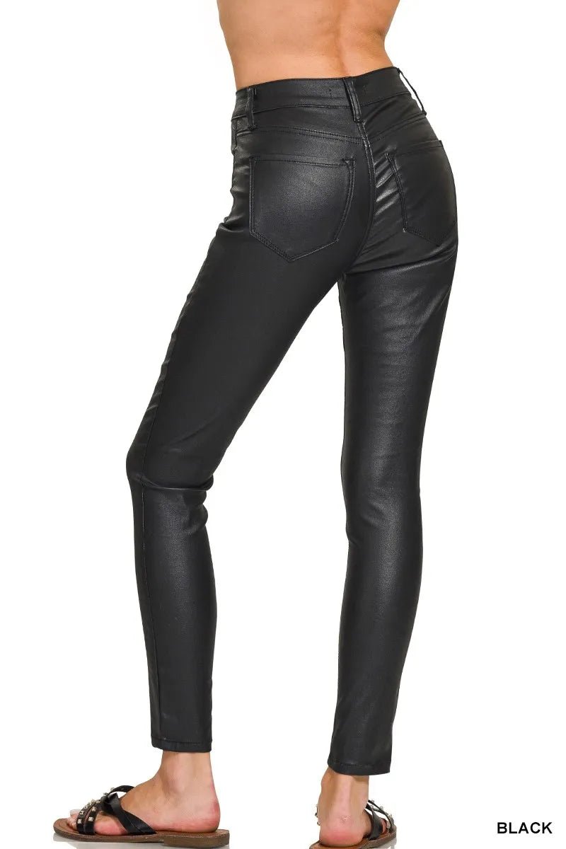 Zenana Faux Leather Stretch Skinny Pants - Demented Sisters