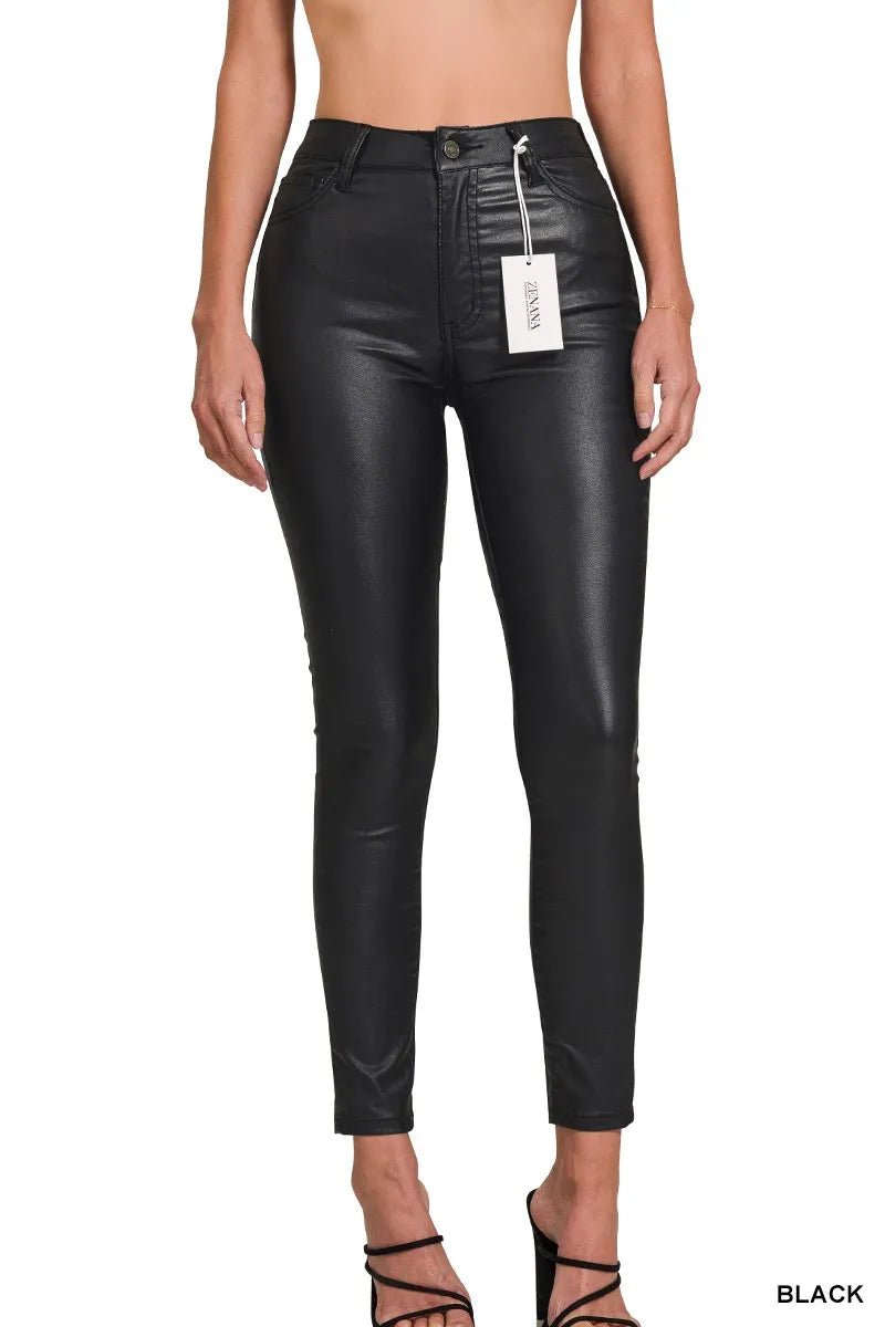 Zenana Faux Leather Stretch Skinny Pants - Demented Sisters