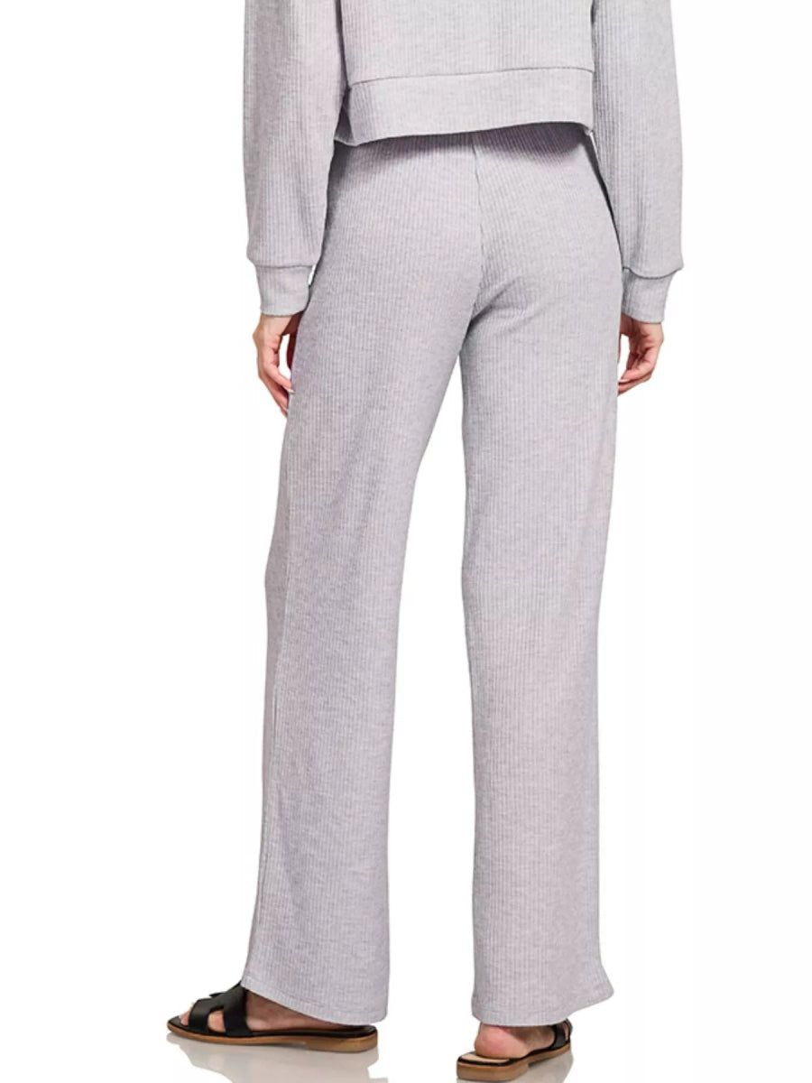 Zenana Ribbed Drawstring Lounge Pants - Demented Sisters