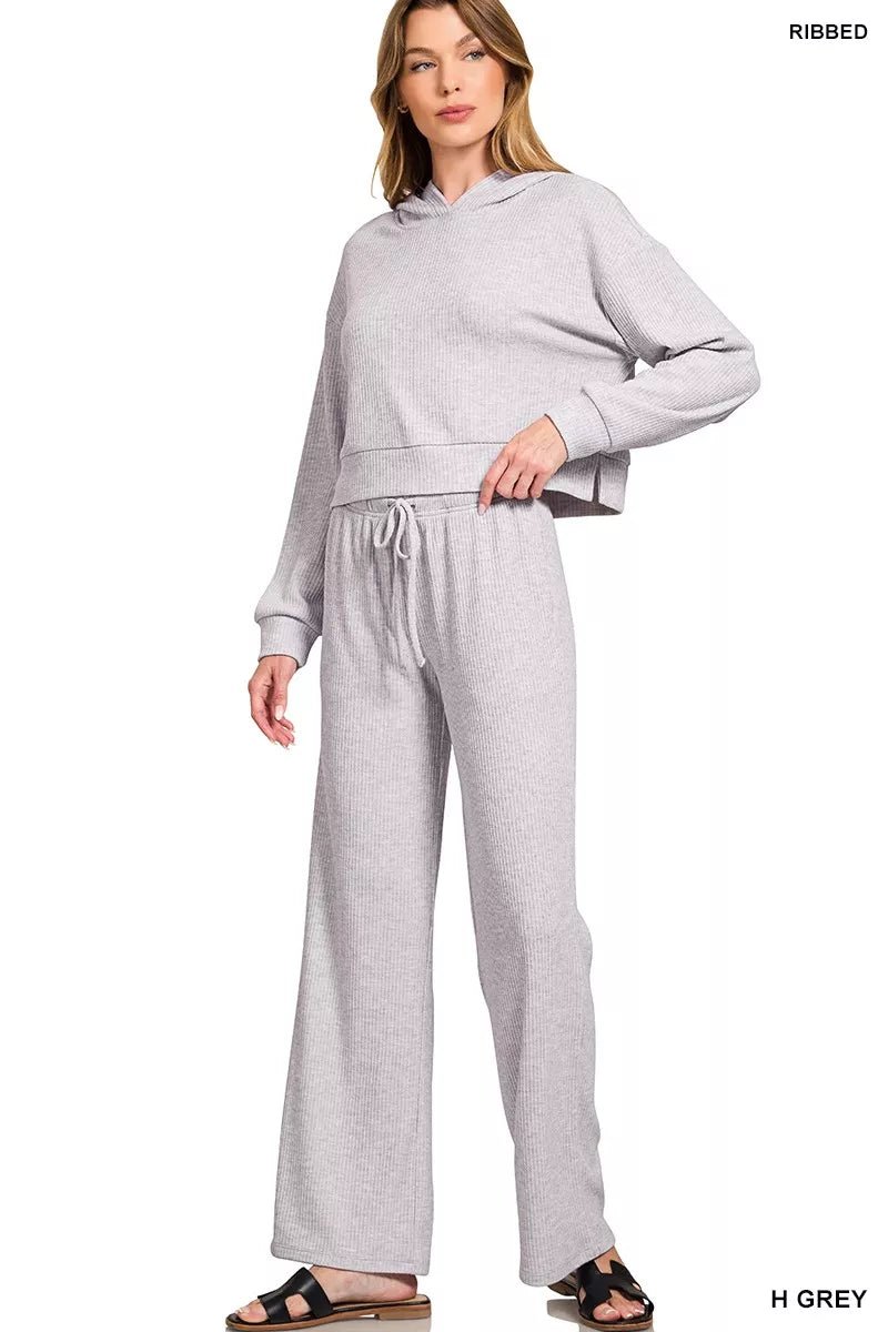 Zenana Ribbed Drawstring Lounge Pants - Demented Sisters